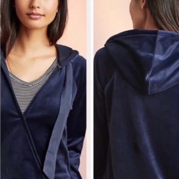 Saturday Sunday Anthropologie Long Sleeve Wrap Sweatshirt Navy Size Small - Picture 1 of 6